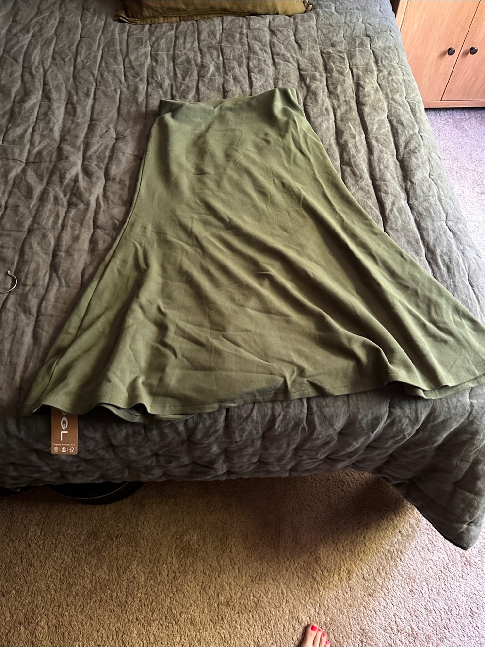 OGL Olive A-Line Midi Skirt